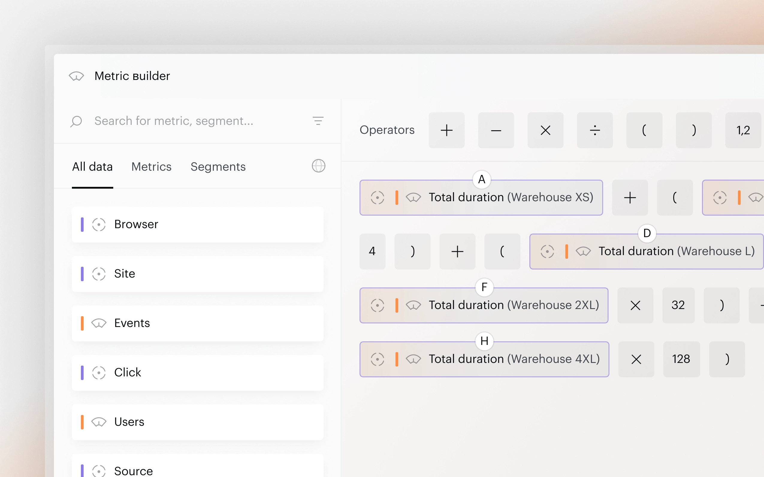 Metric Builder: Редизайн создания формул в Piano Analytics