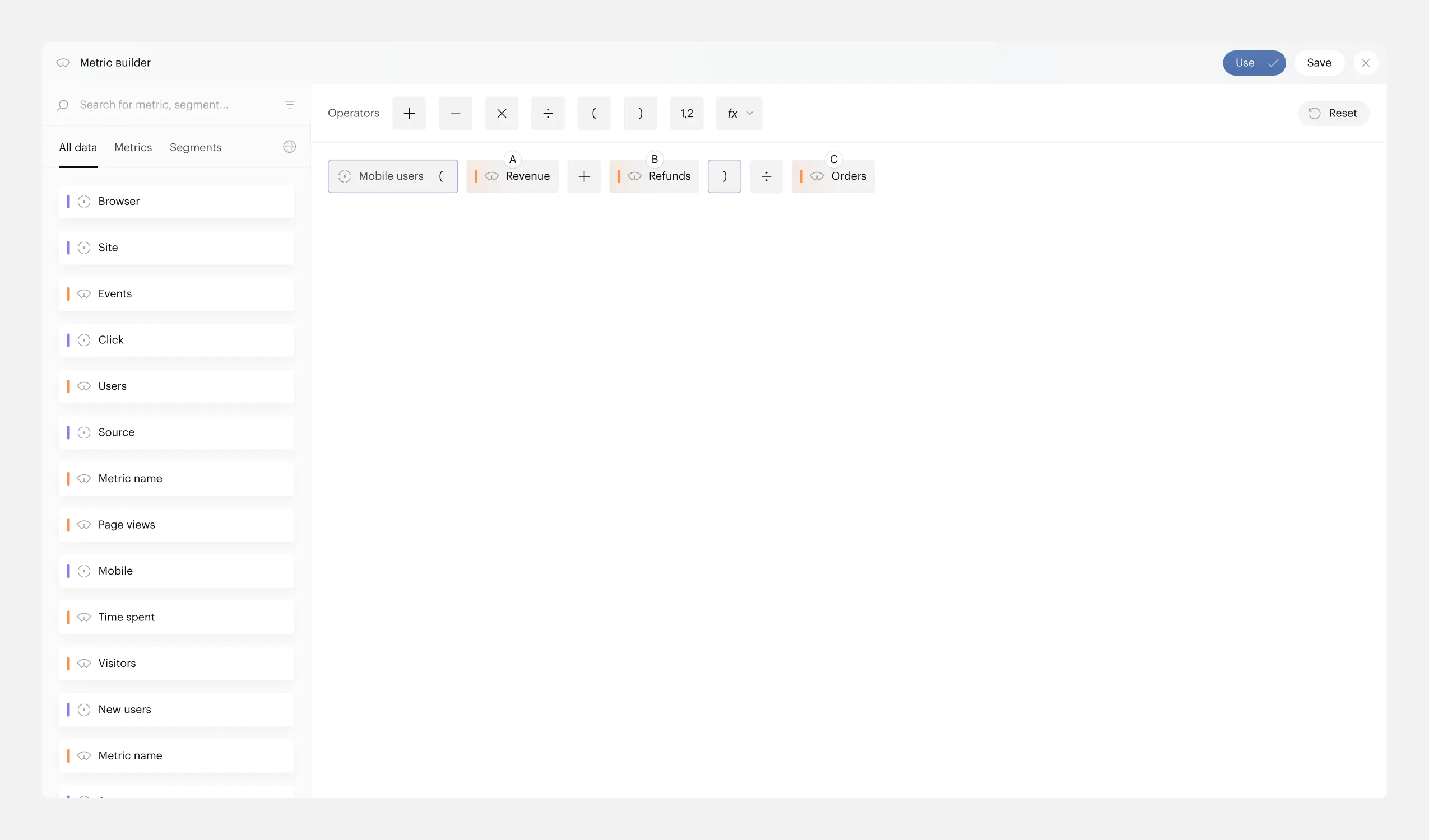 Segments applied to parentheses